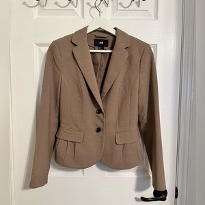 Beige Two Button Blazer Jacket - Size 6